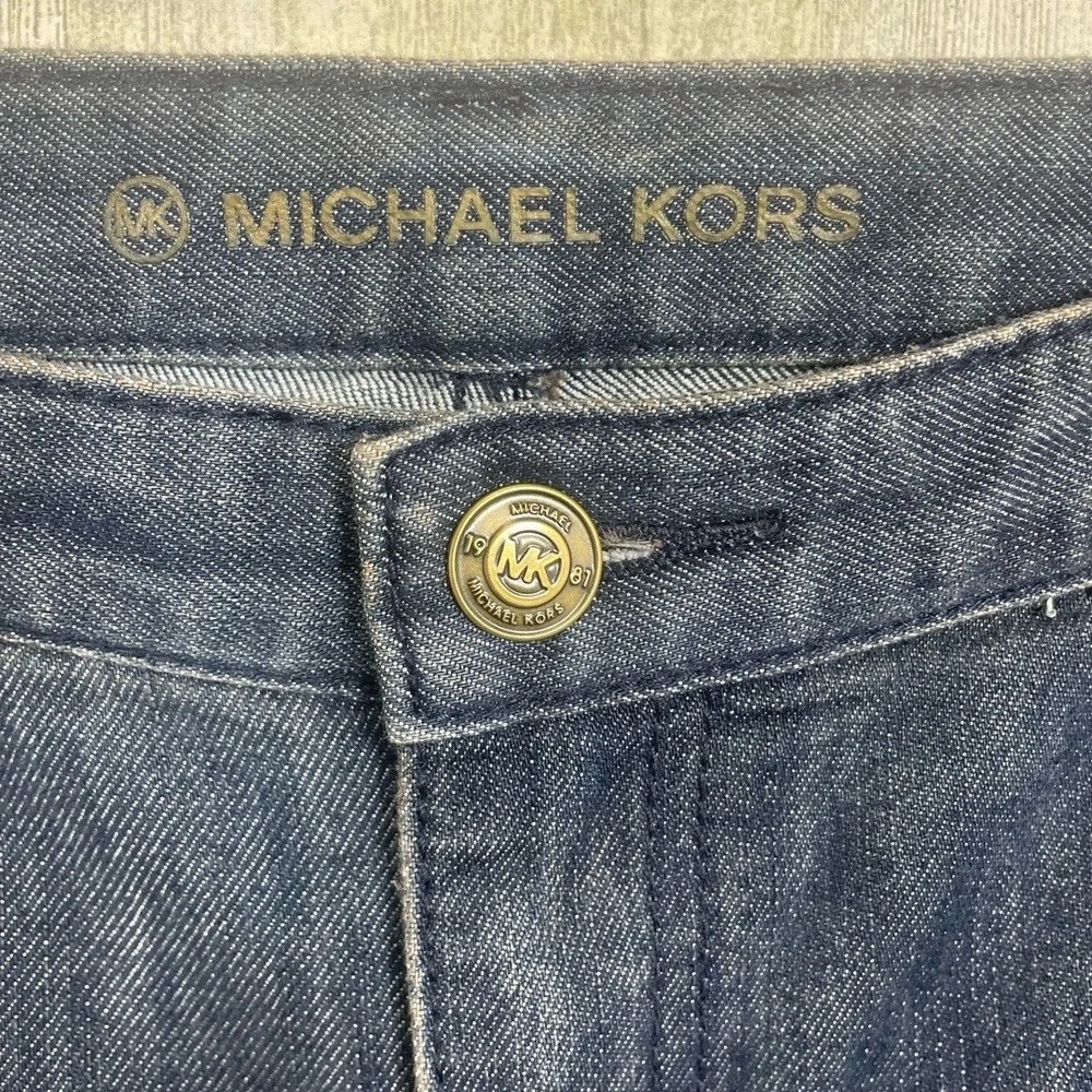 MICHAEL KORS Jeans Womens 12 Dark Blue Slim‎ Fit Mid Rise Denim MK Logo